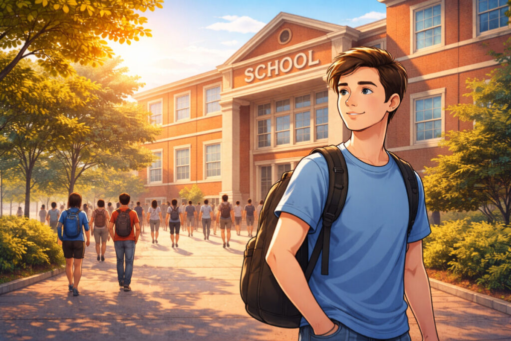 Aula 2: First Day at School – Inglês para Iniciantes com Texto e Áudio